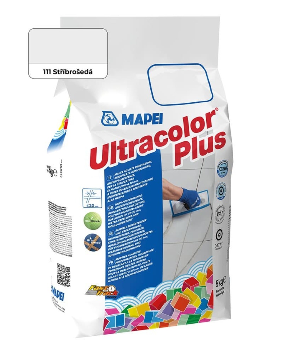 Spárovací hmota Mapei Ultracolor Plus stříbrošedá 5 kg CG2WA MAPU111 Mapei