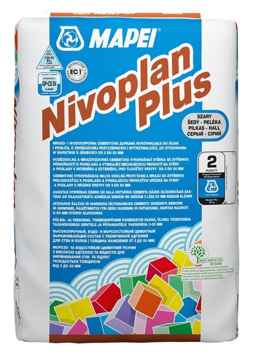 Vyrovnávací hmota Mapei šedá 25 kg NIVOPLANPLUS25 Mapei