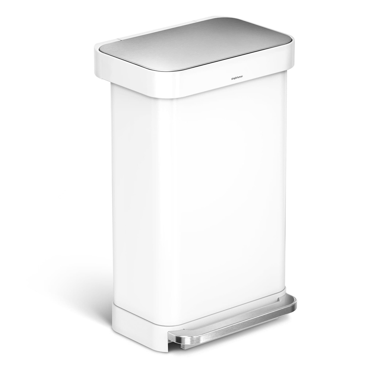 Odpadkový koš volně stojící Simplehuman Pedal bin 45 l Bílá ocel lesk SHCW2027 Simplehuman