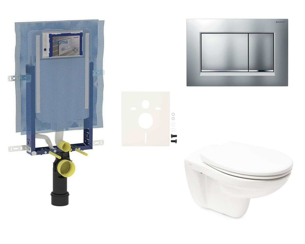 Cenově zvýhodněný závěsný WC set Geberit do lehkých stěn / předstěnová montáž+ WC Vitra Normus SIKOGEZNORS30 NO BRAND