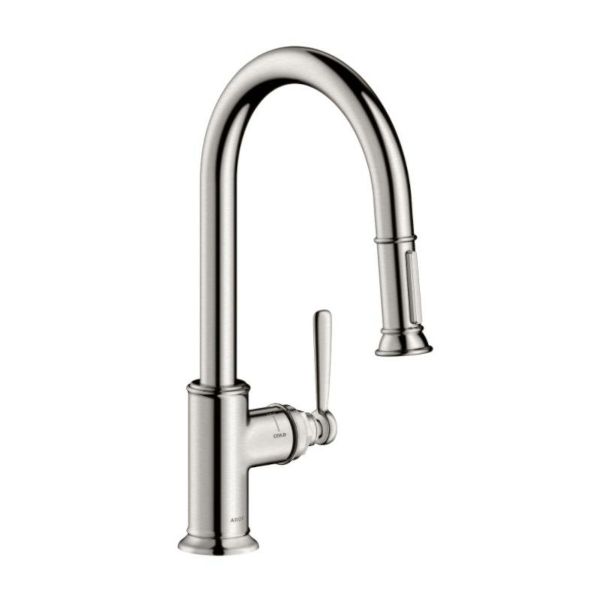 Dřezová baterie Hansgrohe Axor Montreux s vytahovací sprškou vzhled nerezu 16581800 Hansgrohe