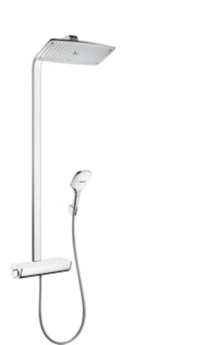 Sprchový systém Hansgrohe Raindance E na stěnu s termostatickou baterií bílá/chrom 27286400 Hansgrohe