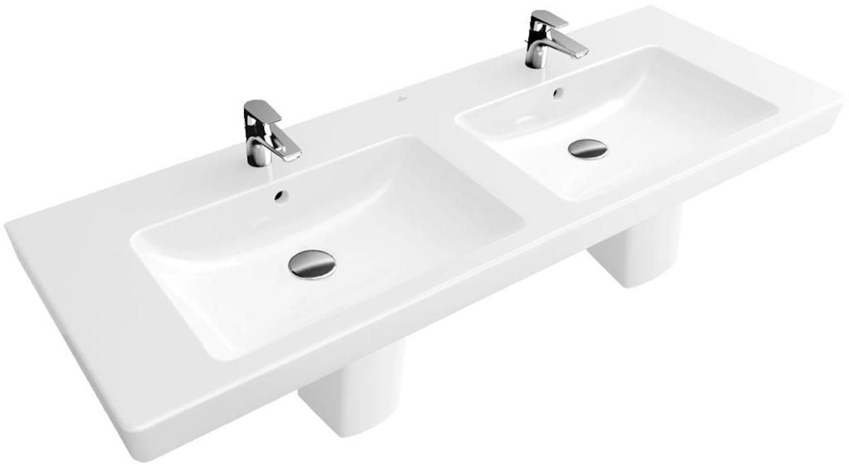 Dvojumyvadlo Villeroy & Boch Subway 2.0 130x47 cm dva otvory pro baterii 7175D001 Villeroy & Boch