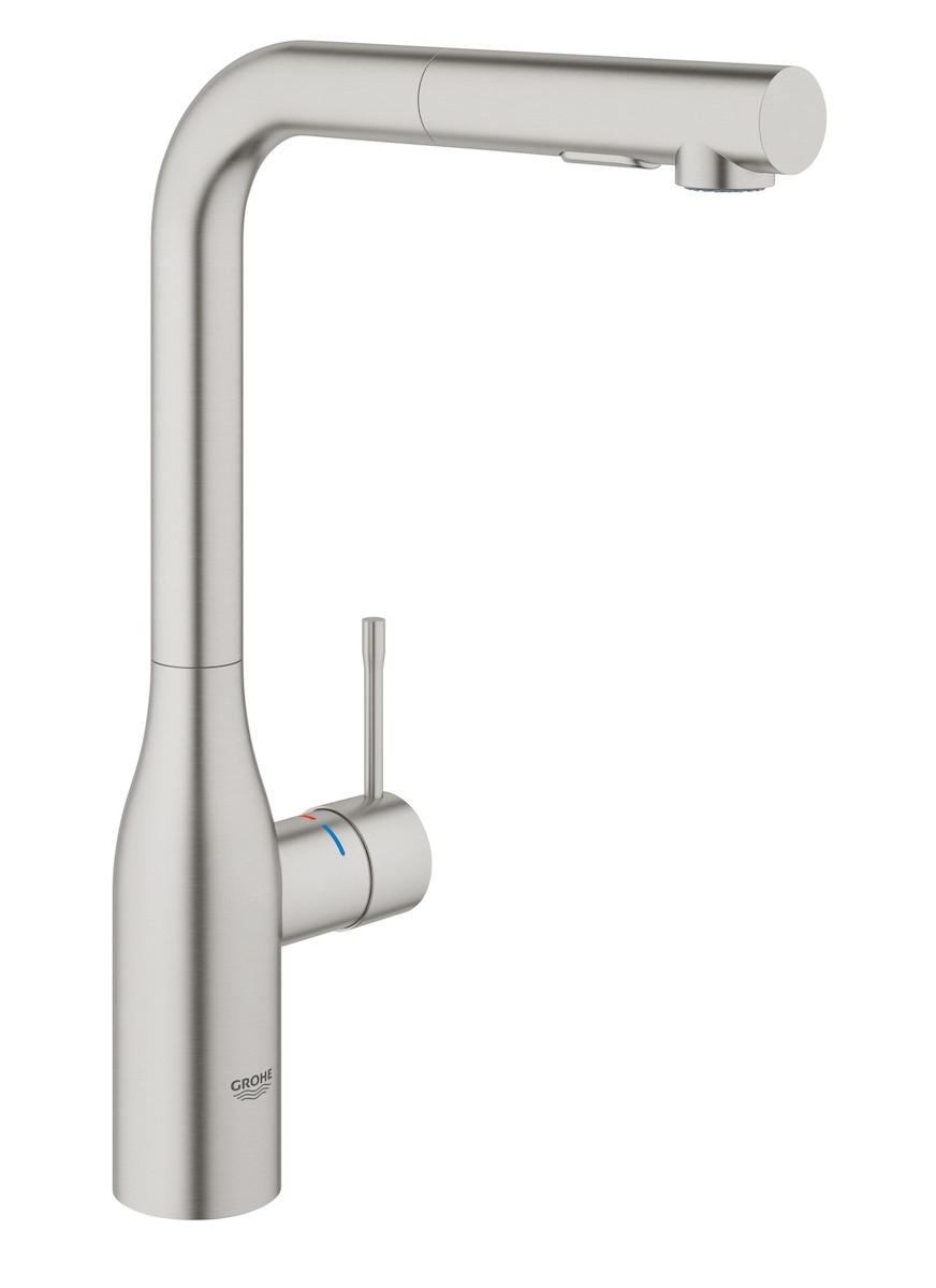 Dřezová baterie Grohe Essence New s vytahovací sprškou supersteel 30270DC0 Grohe