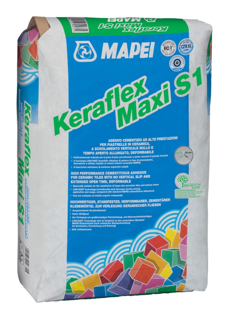 Lepidlo Mapei Keraflex Maxi S1 Low Dust šedá 25 kg C2TE S1 KERAFLEXMAXI Mapei