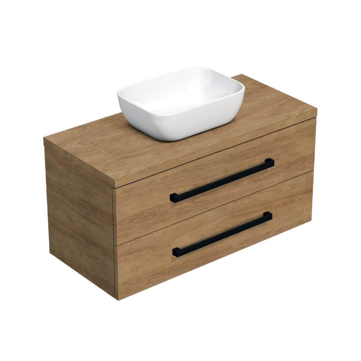 Koupelnová skříňka s černou úchytkou a krycí deskou SAT Cube Way 100x71x46 cm dub Hickory mat CUBE46C1003DHSAT45 SAT