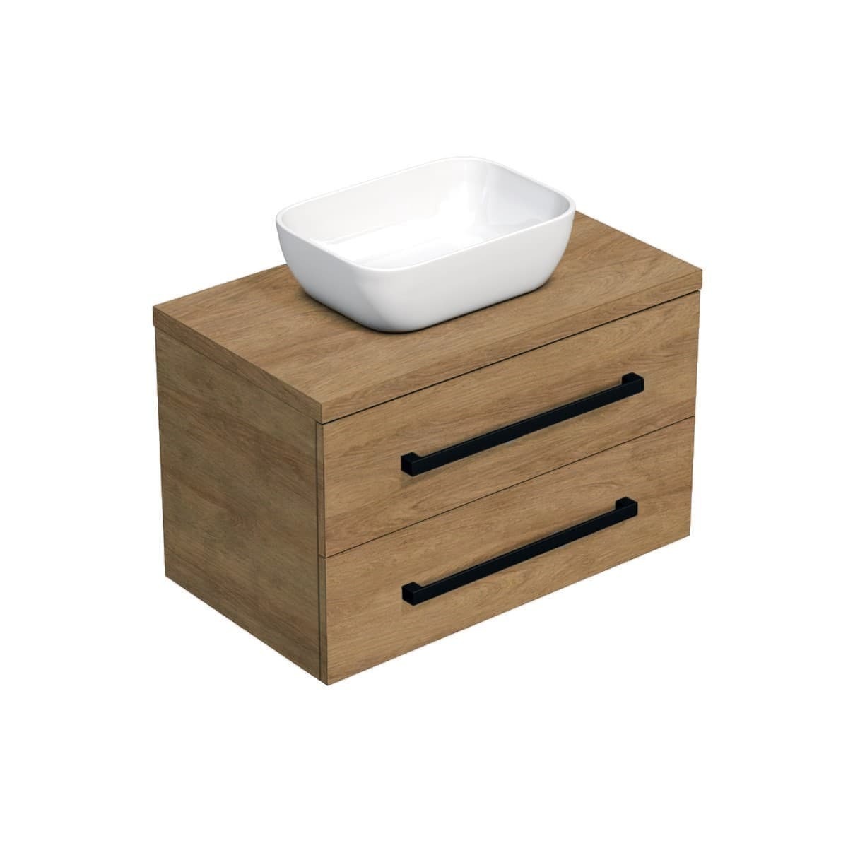 Koupelnová skříňka s černou úchytkou a krycí deskou SAT Cube Way 80x71x46 cm dub Hickory mat CUBE46C803DH45 SAT