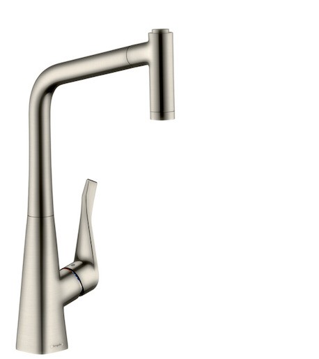 Dřezová baterie Hansgrohe Metris M71 s vytahovací sprškou vzhled nerezu 14820800 Hansgrohe