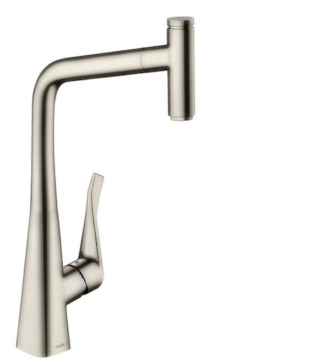 Dřezová baterie Hansgrohe Metris Select M71 s vytahovací sprškou vzhled nerezu 14884800 Hansgrohe