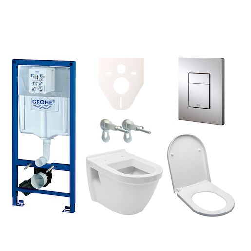 Cenově zvýhodněný závěsný WC set Grohe do lehkých stěn / předstěnová montáž+ WC Vitra Integra vč. sedátka 38528SET-KH Grohe